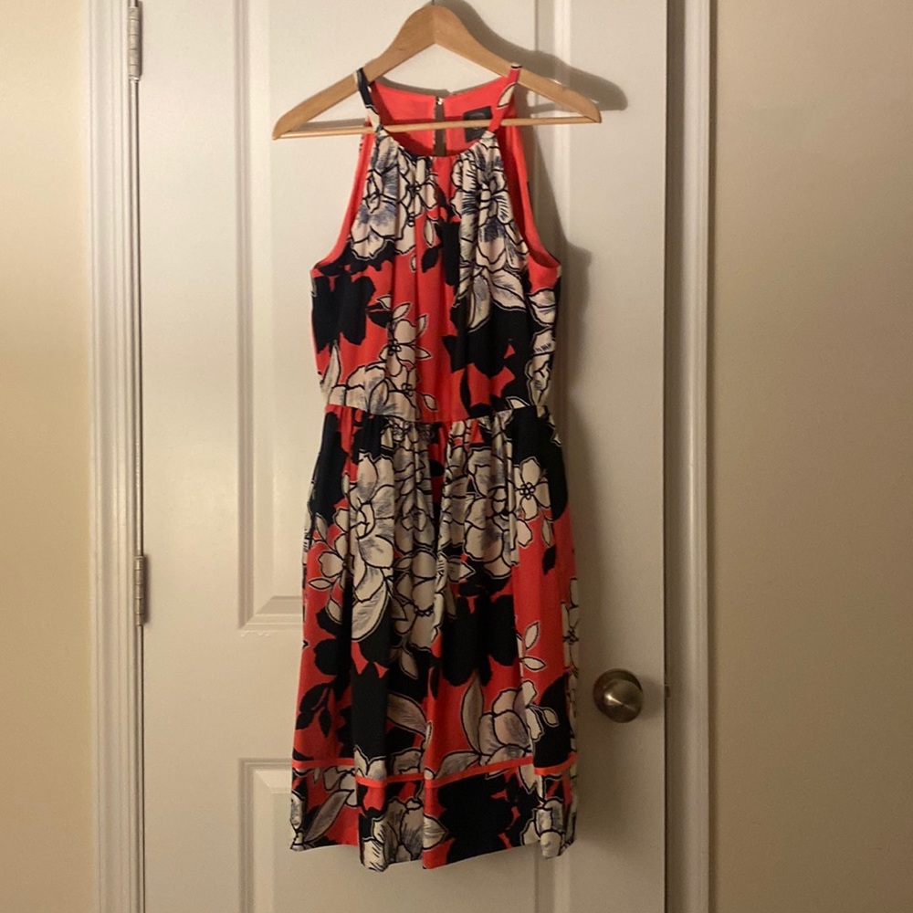 Vince Camuto scuba neck fit and flare dress